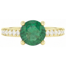 2.70 Carats Green Emerald With Natural Earth Mined Diamond 14K Yellow Gold Engagement Ring