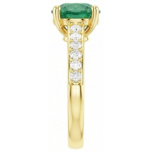 2.70 Carats Green Emerald With Natural Earth Mined Diamond 14K Yellow Gold Engagement Ring