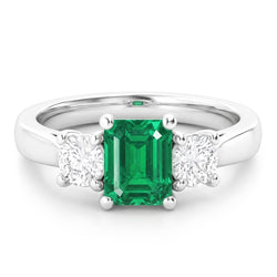 2.70 Carats Green Emerald With Natural Earth Mined Diamond Wedding Ring White Gold 14K