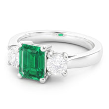 2.70 Carats Green Emerald With Natural Earth Mined Diamond Wedding Ring White Gold 14K