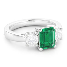 2.70 Carats Green Emerald With Natural Earth Mined Diamond Wedding Ring White Gold 14K