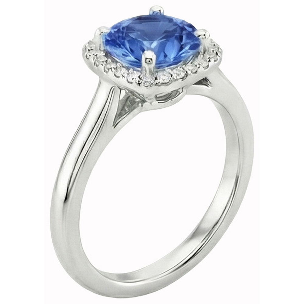 natural round sapphire 2.70ct ring close up detail
