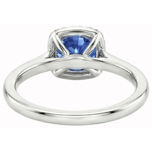 natural round sapphire 2.70ct ring on white background