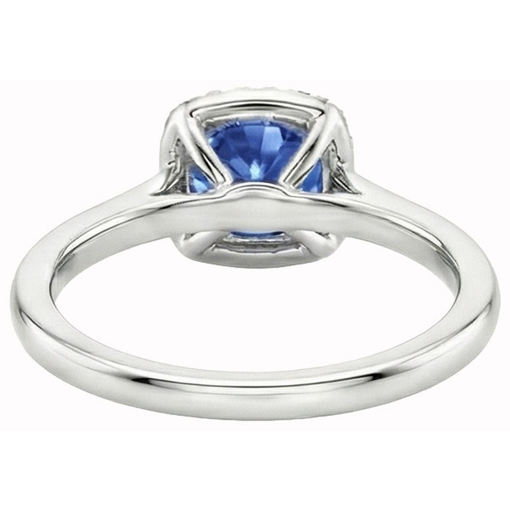 natural round sapphire 2.70ct ring on white background
