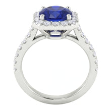 2.70 Ct Ceylon Sapphire & Natural Earth Mined DIAMOND ( NOT LAB GROWN )s Halo Ring White Gold 14K