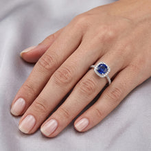 2.70 Ct Ceylon Sapphire & Natural Earth Mined DIAMOND ( NOT LAB GROWN )s Halo Ring White Gold 14K