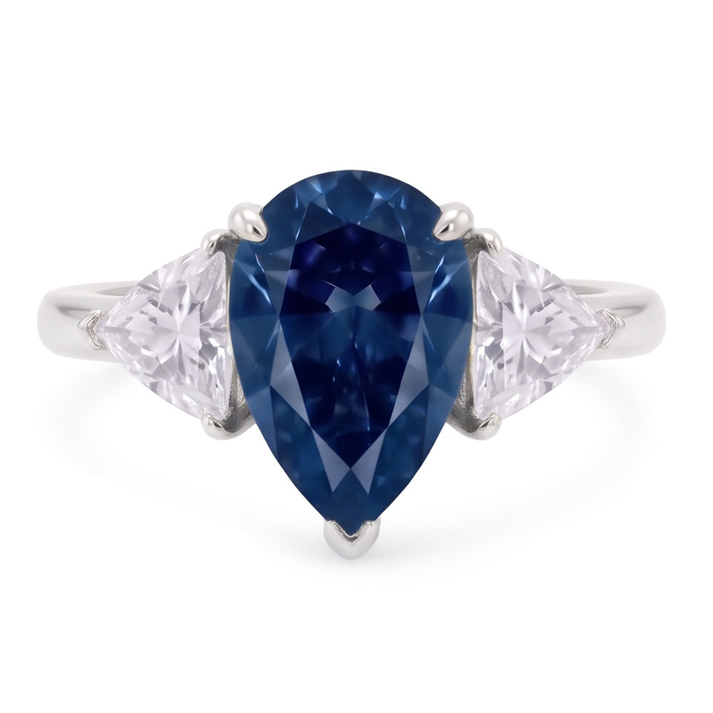 2.70 Ct. Real Blue & White Natural Earth Mined DIAMOND ( NOT LAB GROWN )s Anniversary Ring Gold Three Stone