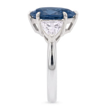 2.70 Ct. Real Blue & White Natural Earth Mined DIAMOND ( NOT LAB GROWN )s Anniversary Ring Gold Three Stone