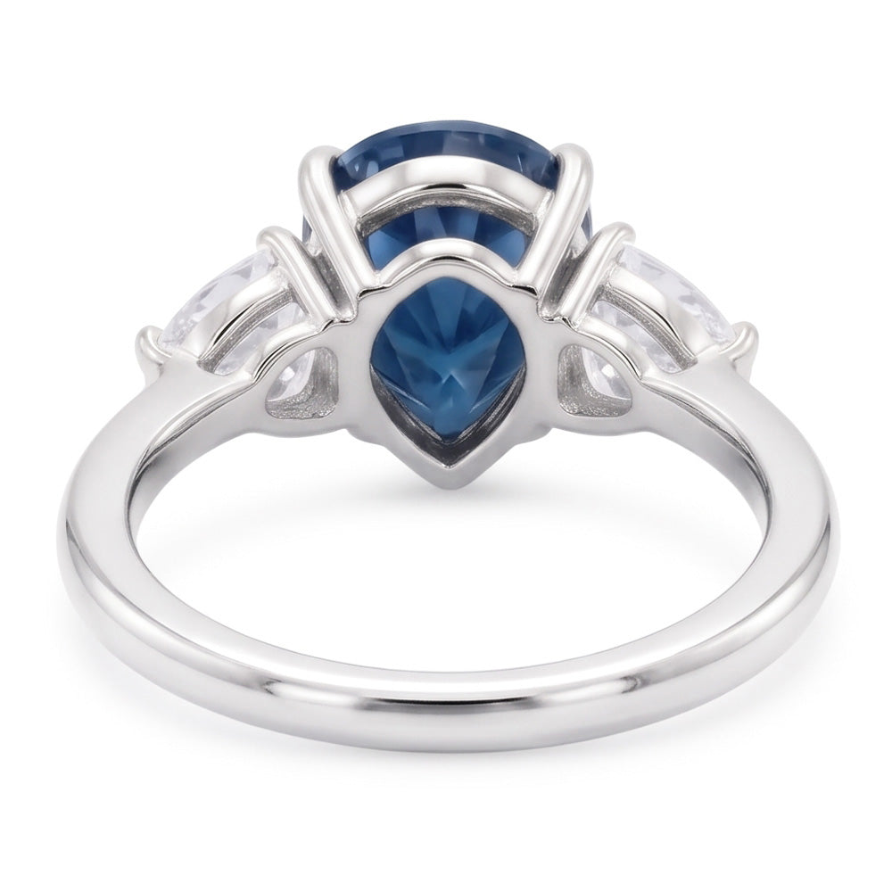 2.70 Ct. Real Blue & White Natural Earth Mined DIAMOND ( NOT LAB GROWN )s Anniversary Ring Gold Three Stone