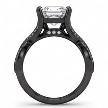 2.75 Carats Princess & Round Real Natural Earth Mined DIAMOND ( NOT LAB GROWN ) Fancy Ring Black Gold 14K