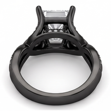 2.75 Carats Princess & Round Real Natural Earth Mined DIAMOND ( NOT LAB GROWN ) Fancy Ring Black Gold 14K