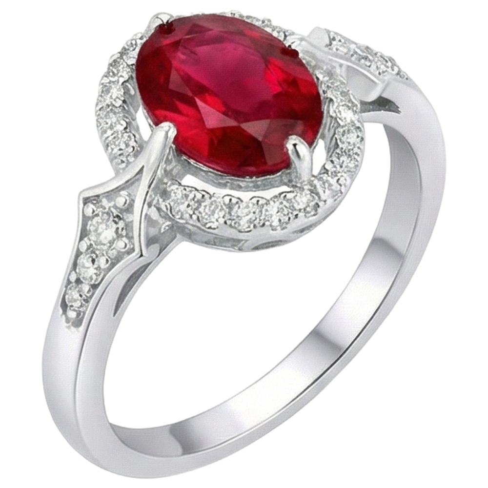 natural round ruby 2.75ct ring close up detail