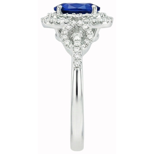 2.75 Carats White Gold Oval Ceylon Sapphire With Round Natural Earth Mined Diamond Ring