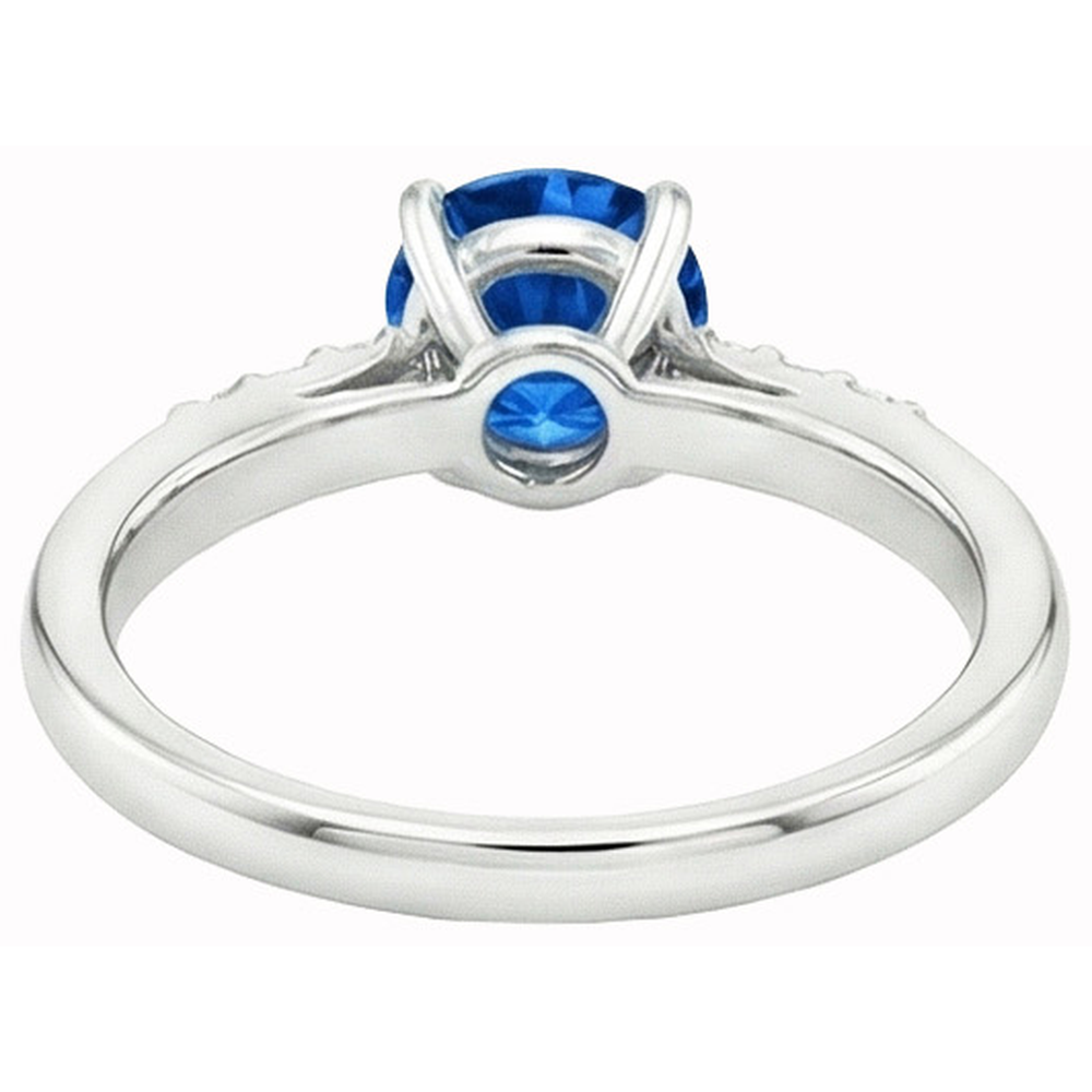 2.75 Ct. Blue Round Sapphire Gemstone Natural Earth Mined Diamond Ring