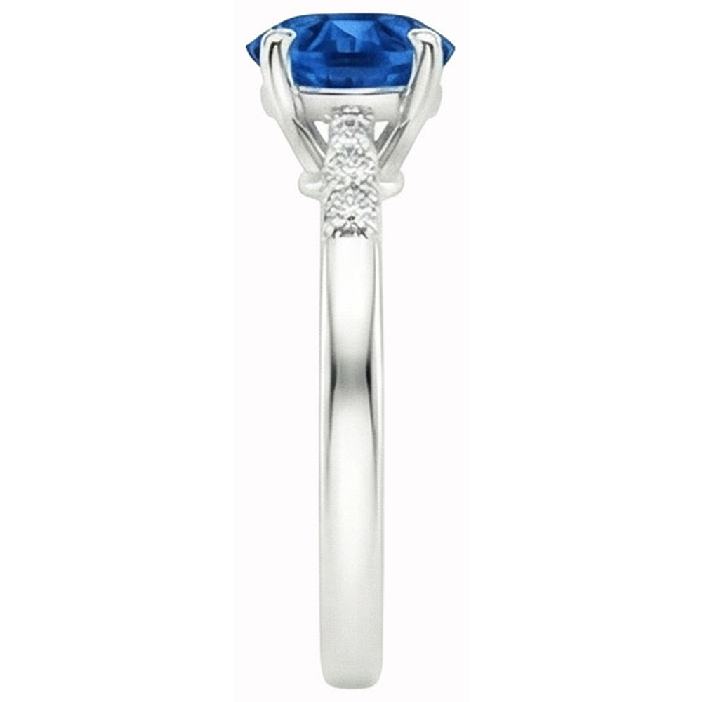 2.75 Ct. Blue Round Sapphire Gemstone Natural Earth Mined Diamond Ring