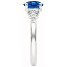 2.75 Ct. Blue Round Sapphire Gemstone Natural Earth Mined Diamond Ring