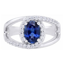 2.75 Ct Oval Ceylon Blue Sapphire And Natural Earth Mined DIAMOND ( NOT LAB GROWN ) Ring White Gold 14K