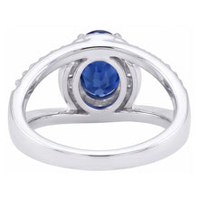 2.75 Ct Oval Ceylon Blue Sapphire And Natural Earth Mined DIAMOND ( NOT LAB GROWN ) Ring White Gold 14K