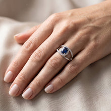 2.75 Ct Oval Ceylon Blue Sapphire And Natural Earth Mined DIAMOND ( NOT LAB GROWN ) Ring White Gold 14K