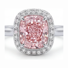 Pink Diamond Ring 2.75 Carat Lab Grown Cushion Halo 14K White Gold