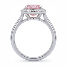 Pink Diamond Ring 2.75 Carat Lab Grown Cushion Halo 14K White Gold
