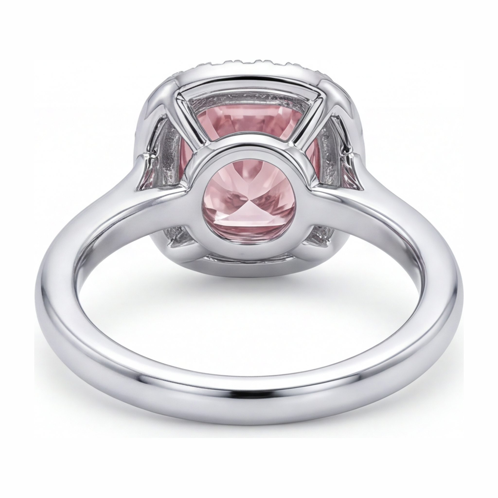 Pink Diamond Ring 2.75 Carat Lab Grown Cushion Halo 14K White Gold