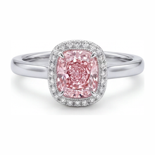 Pink Diamond Ring 2.75 Carat Lab Grown Cushion Halo 14K White Gold