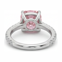 Pink Diamond Ring 2.75 Carat Lab Grown Cushion Pave 14K White Gold