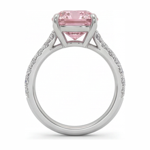 Pink Diamond Ring 2.75 Carat Lab Grown Cushion Pave 14K White Gold