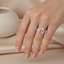 Pink Diamond Ring 2.75 Carat Lab Grown Cushion Pave 14K White Gold