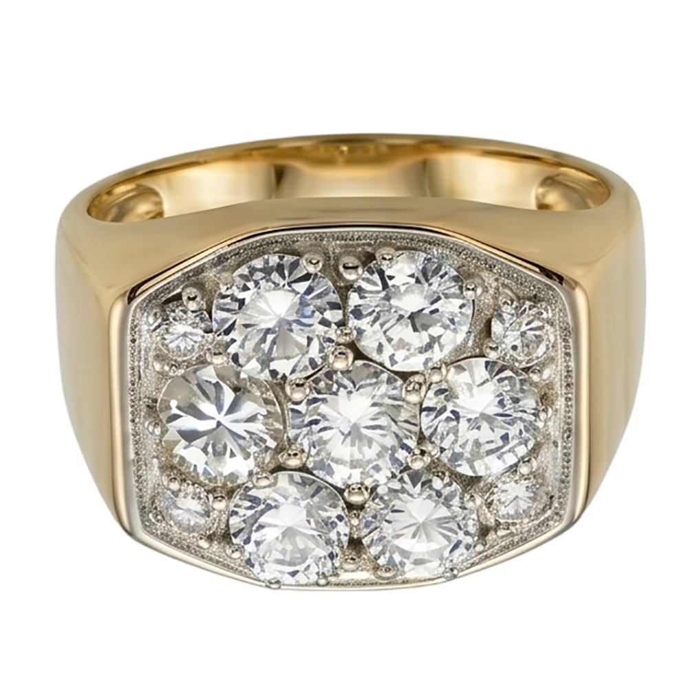 2.80 Carats Round Real Natural Earth Mined DIAMOND ( NOT LAB GROWN )s Men's Engagement Ring Two Tone Gold 14K