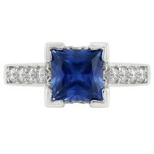 2.80 Ct Ceylon Sapphire And Natural Earth Mined Diamond Ring 14K White Gold
