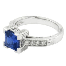 2.80 Ct Ceylon Sapphire And Natural Earth Mined Diamond Ring 14K White Gold