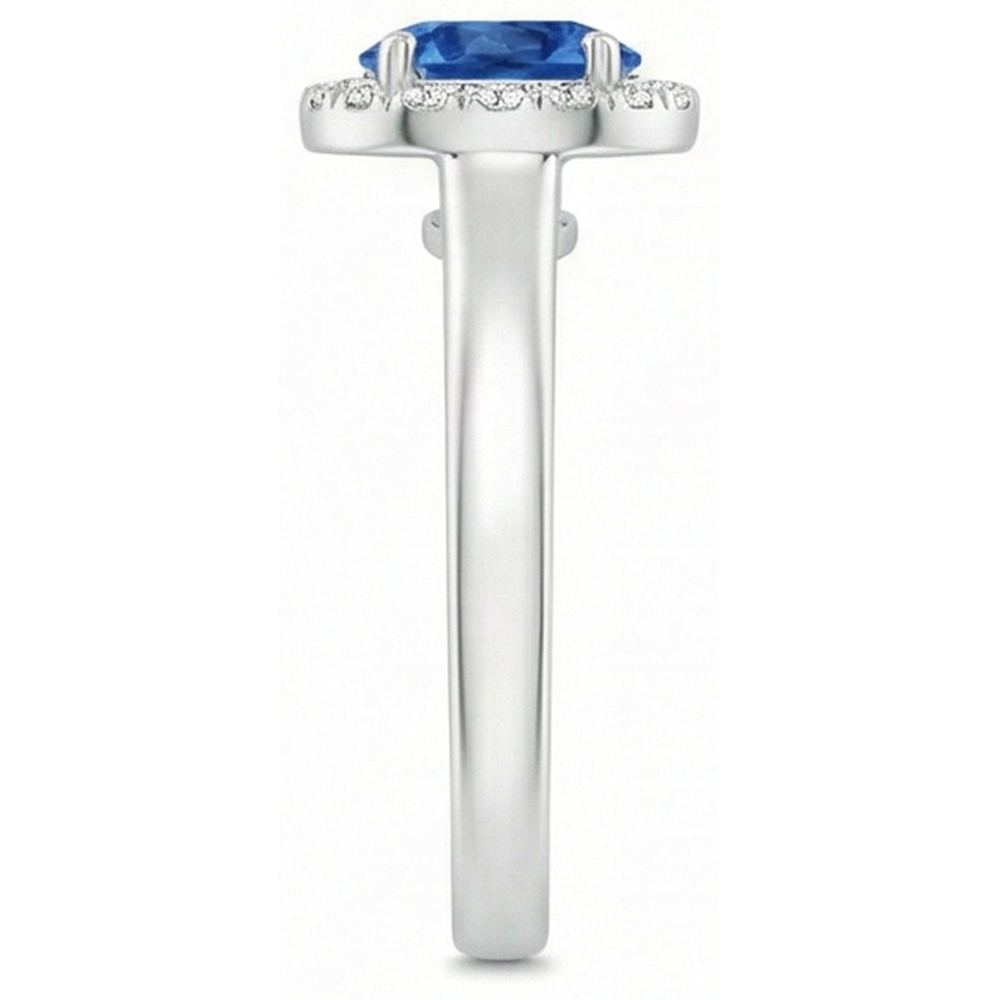 2.80 Ct Solitaire With Accents Ceylon Sapphire Natural Earth Mined DIAMOND ( NOT LAB GROWN )s Ring WG 14K