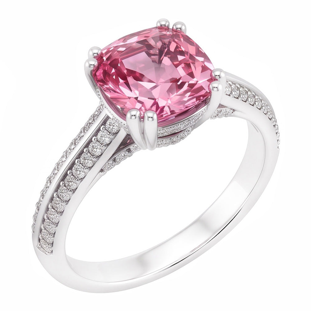 2.81 Ct. Cushion Pink Sapphire Engagement Ring Gemstone