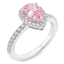 2.81 Ct. Pear Pink Sapphire Center Halo Gemstone Ring Gold 14K