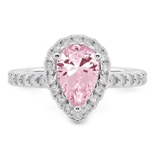 2.81 Ct. Pear Pink Sapphire Center Halo Gemstone Ring Gold 14K