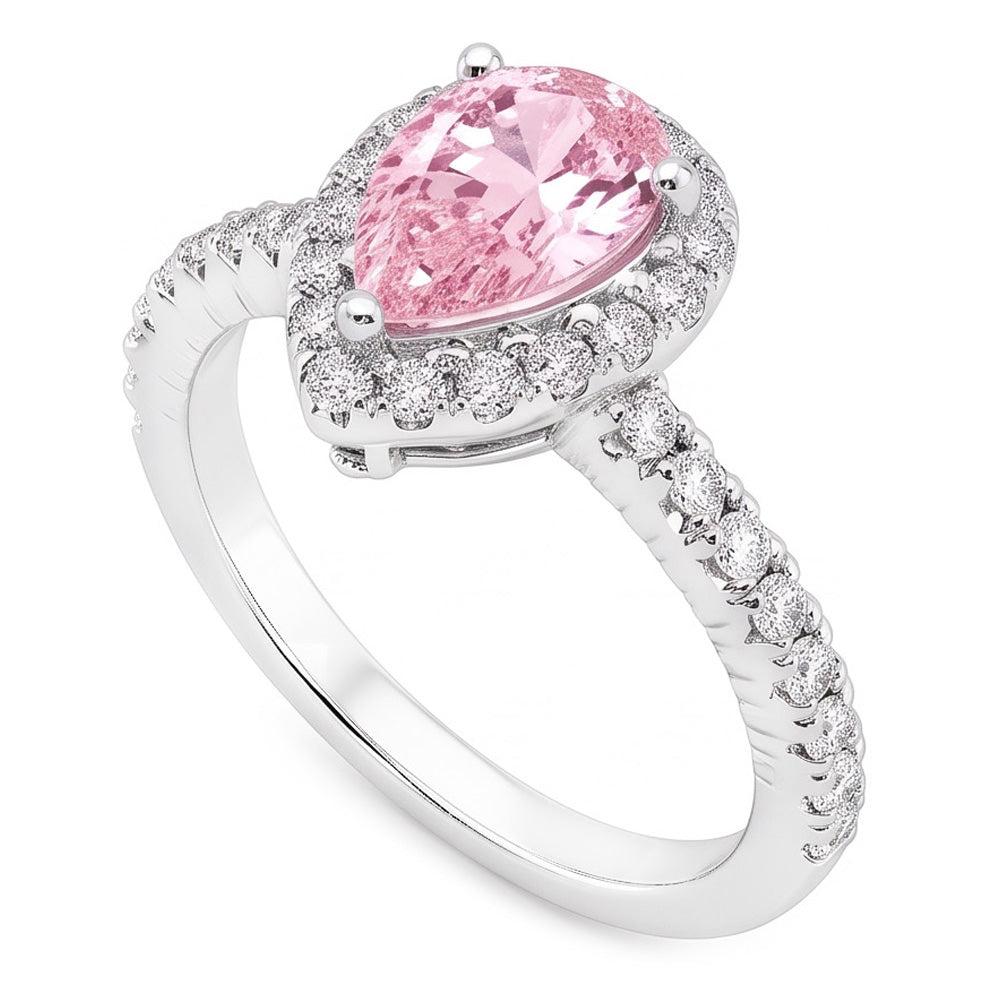 2.81 Ct. Pear Pink Sapphire Center Halo Gemstone Ring Gold 14K