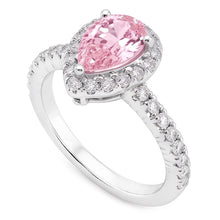 2.81 Ct. Pear Pink Sapphire Center Halo Gemstone Ring Gold 14K