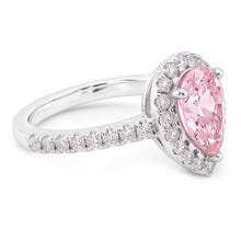 2.81 Ct. Pear Pink Sapphire Center Halo Gemstone Ring Gold 14K