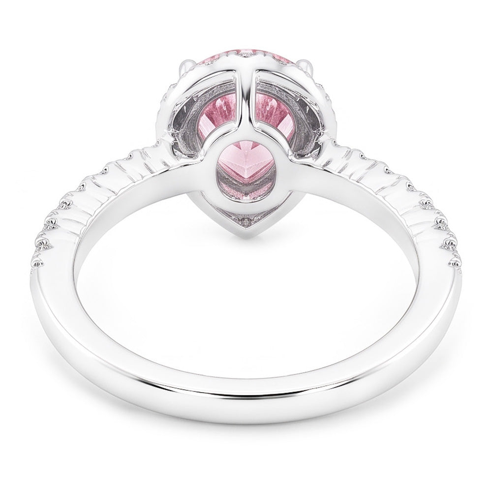 2.81 Ct. Pear Pink Sapphire Center Halo Gemstone Ring Gold 14K