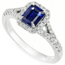 2.85 Carats Blue Sapphire And Natural Earth Mined DIAMOND ( NOT LAB GROWN )s Ring Prong Set 14K White Gold