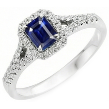 2.85 Carats Blue Sapphire And Natural Earth Mined DIAMOND ( NOT LAB GROWN )s Ring Prong Set 14K White Gold