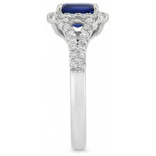 2.85 Carats Blue Sapphire And Natural Earth Mined DIAMOND ( NOT LAB GROWN )s Ring Prong Set 14K White Gold
