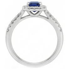 2.85 Carats Blue Sapphire And Natural Earth Mined DIAMOND ( NOT LAB GROWN )s Ring Prong Set 14K White Gold