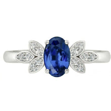 2.85 Carats Ceylon Blue Sapphire And Natural Earth Mined DIAMOND ( NOT LAB GROWN )s Ring White Gold 14K