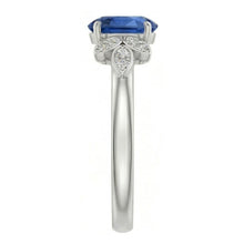 2.85 Carats Ceylon Blue Sapphire And Natural Earth Mined DIAMOND ( NOT LAB GROWN )s Ring White Gold 14K
