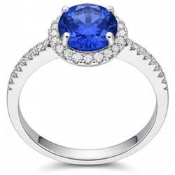 Natural Sapphire Ring 2.85ct - White Gold 14K