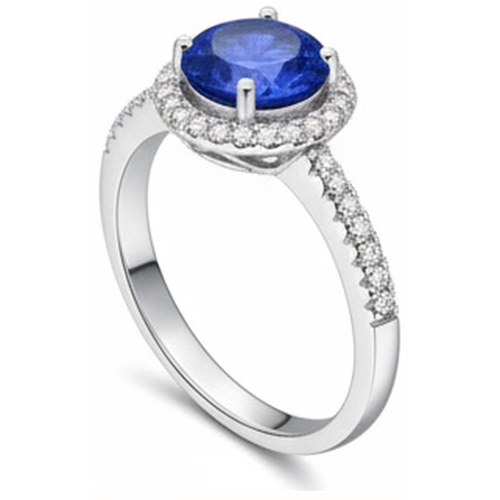 natural round sapphire 2.85ct ring profile view