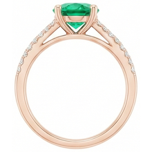 2.85 Ct Round Cut Green Emerald With Natural Earth Mined Diamond 14K Rose Gold